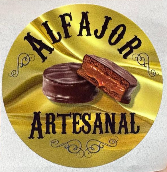 Stickers Alfajor artesanal Amarillo 100 un 4x4 cm