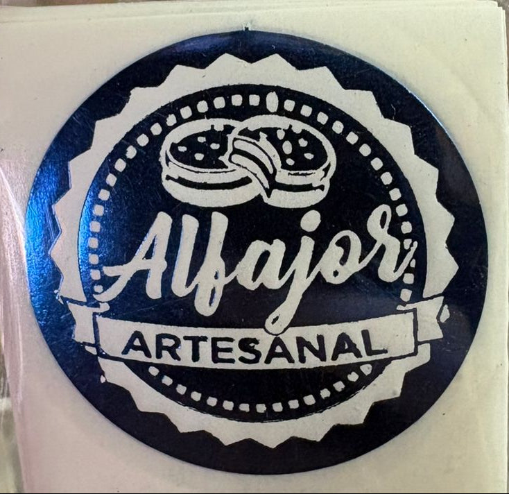 Stickers Alfajor artesanal Azul 100 un