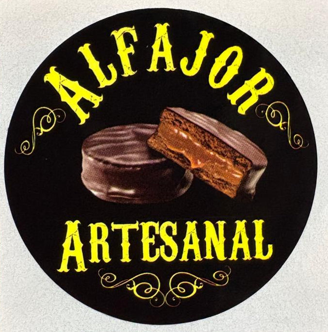 Stickers Alfajor artesanal Negro 100 un 4x4 cm