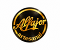 Stickers Alfajor artesanal Negro con Dorado 100 un 4x4 cm