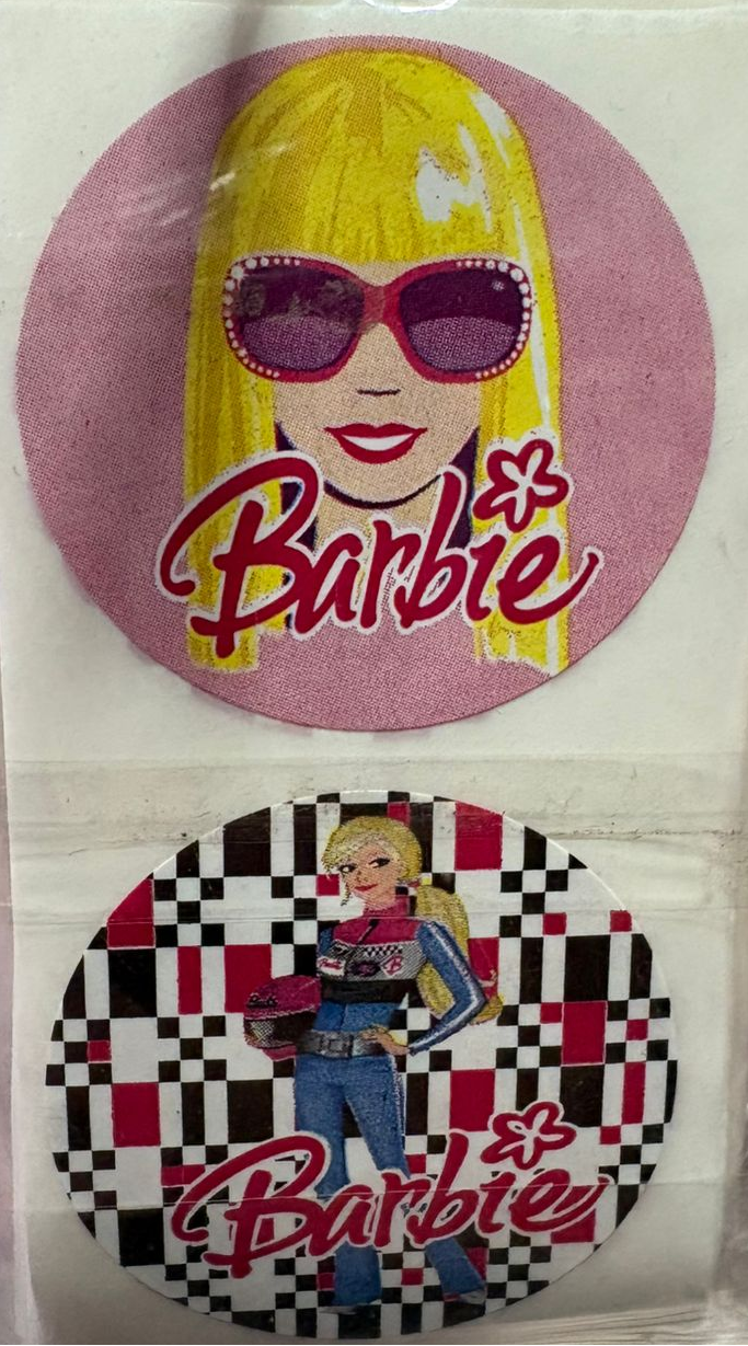 Stickers Barbie 100 un surtidos 4x4 cm