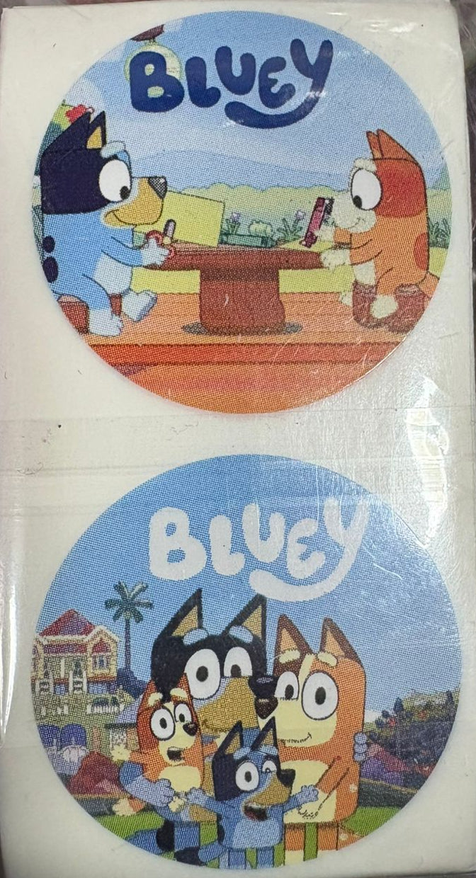 Stickers Bluey 100 un surtidos 4x4 cm