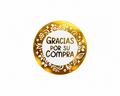Stickers Gracias por su compra dorado 100 un 4x4 cm