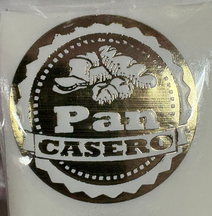 Stickers Pan Casero dorado 100 un 4x4 cm