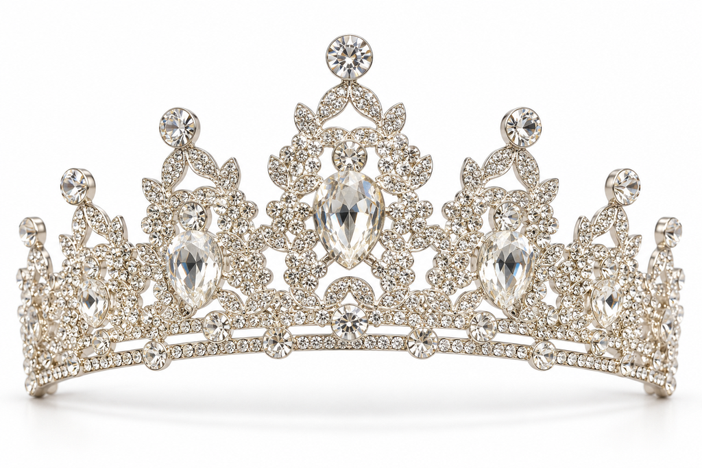 Tiara metálica con cristales Plateados