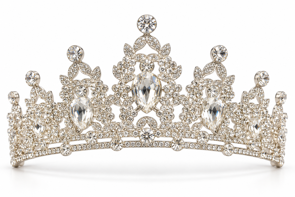 Tiara metálica con cristales Plateados