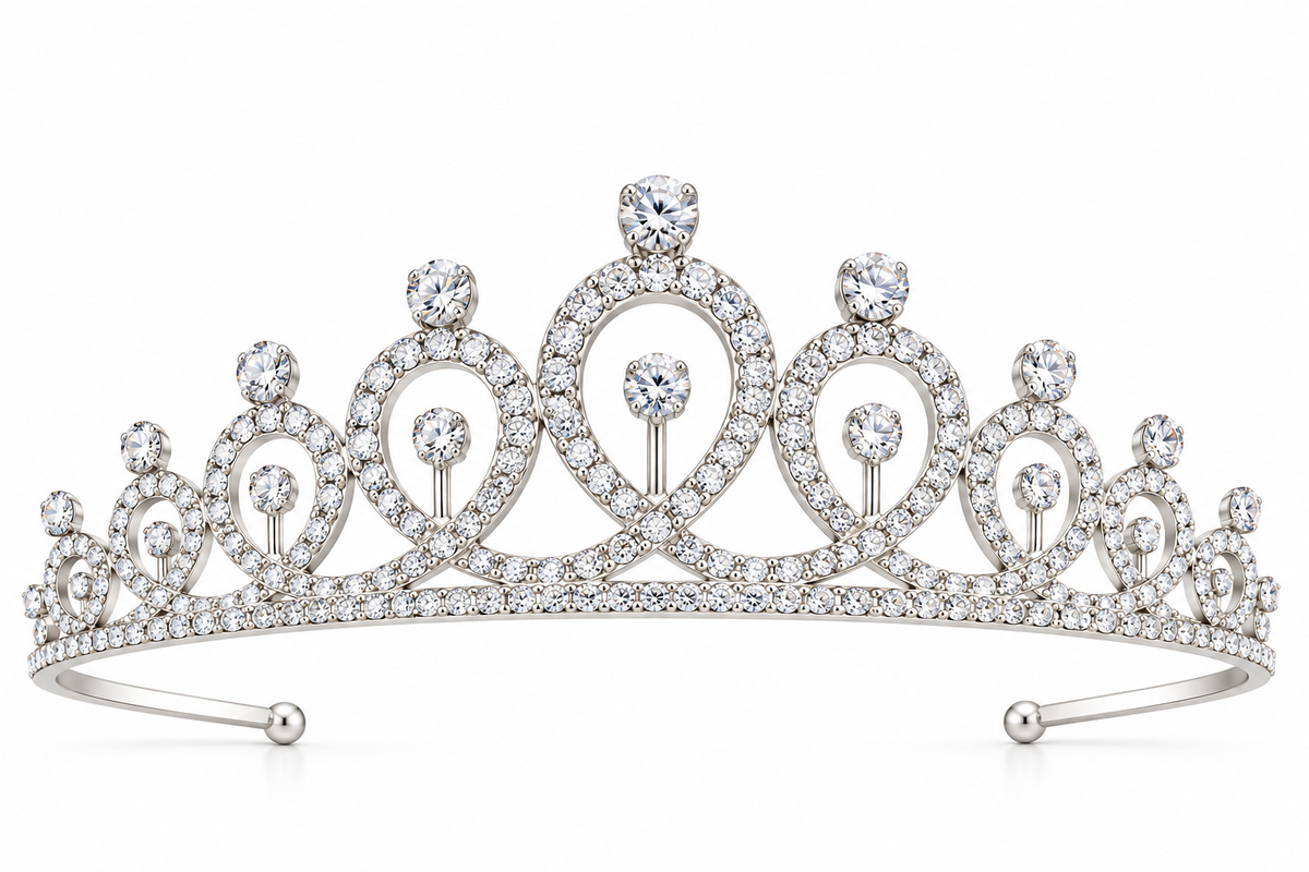 Tiara metálica de Diamantes plateada