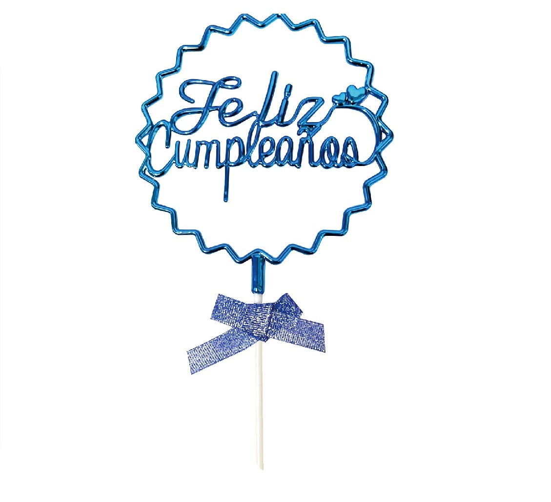 Topper para torta Azul feliz cumpleaños