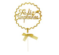 Topper para torta Dorado feliz cumpleaños