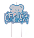Vela feliz cumpleaños bebe oso celeste