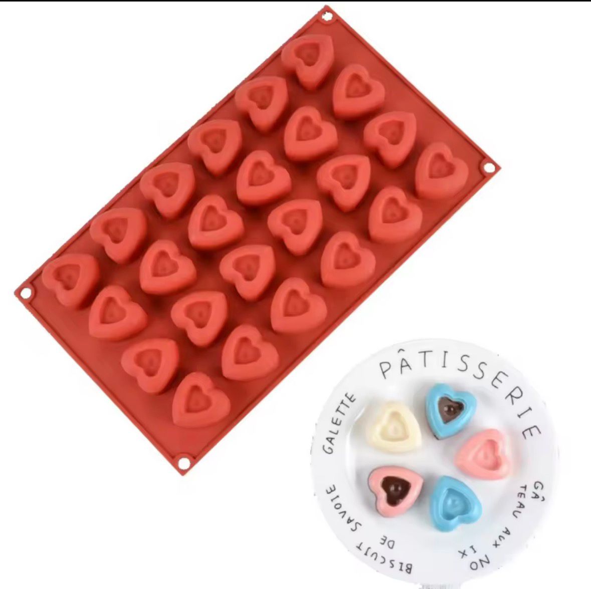 Molde silicona 24 cavidades forma de corazón