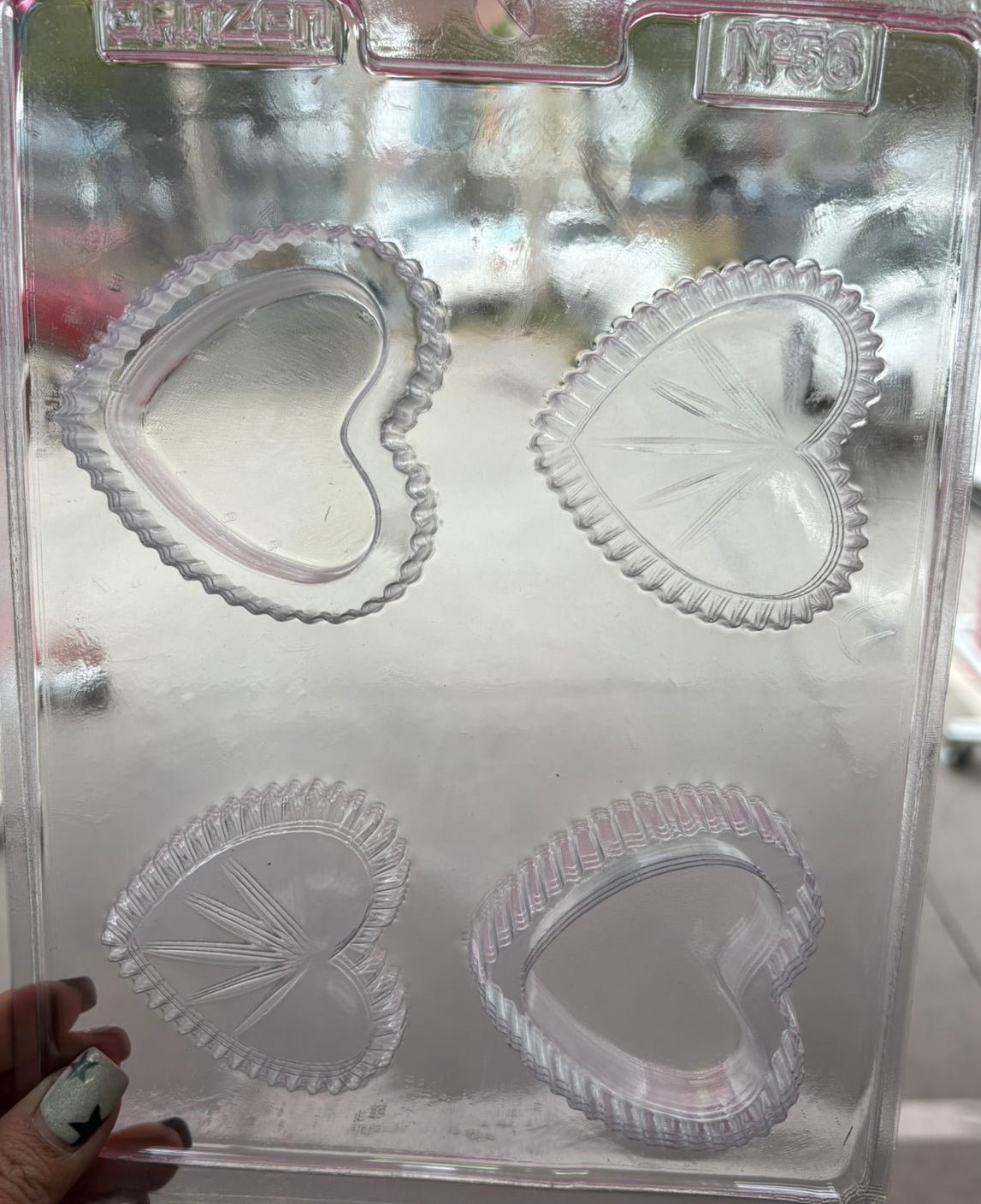 Molde plástico transparente 2 joyeros corazón  7x7 cm N56