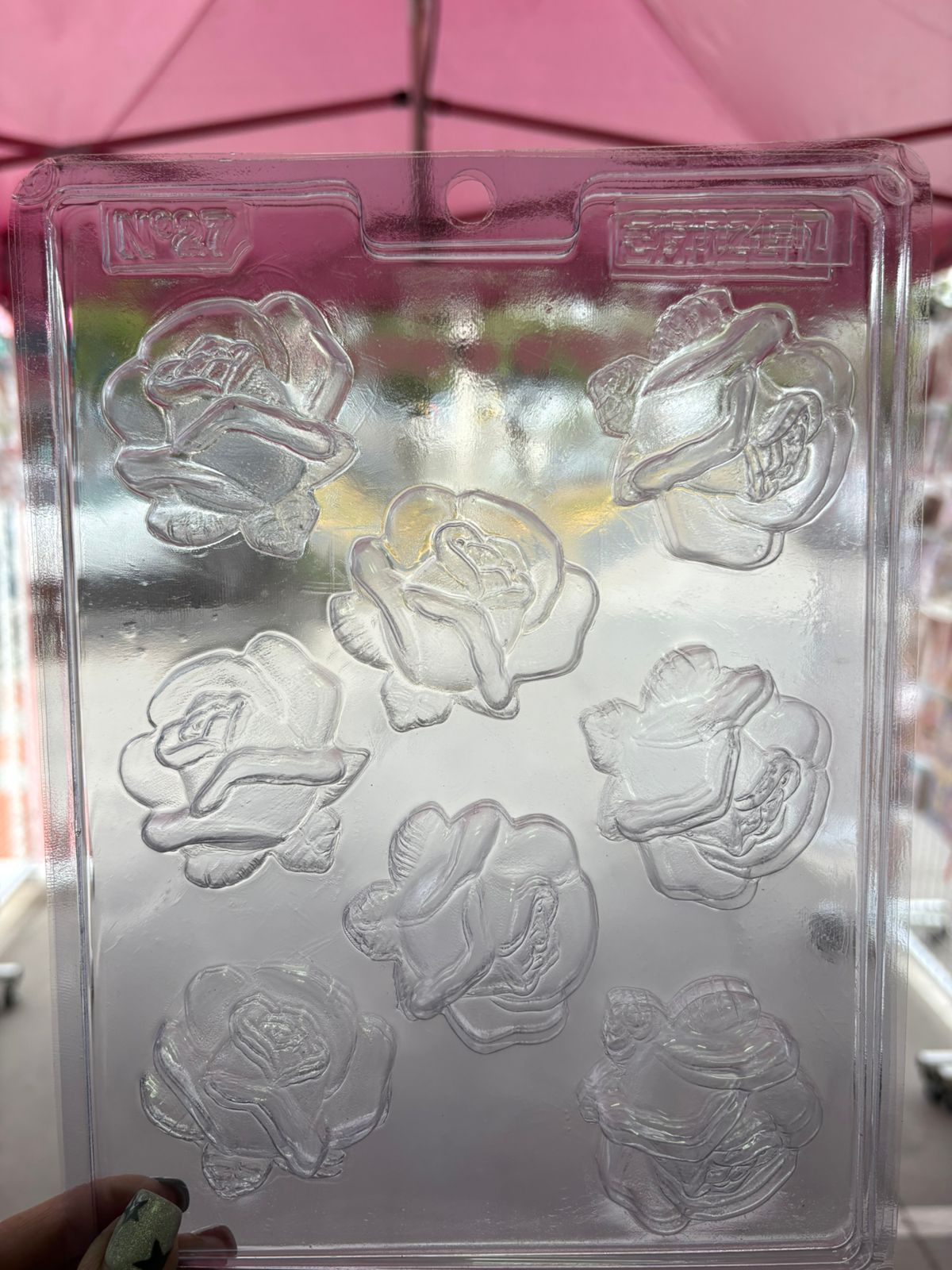 Molde plástico transparente rosa 8 cavidades 5x5 cm N27