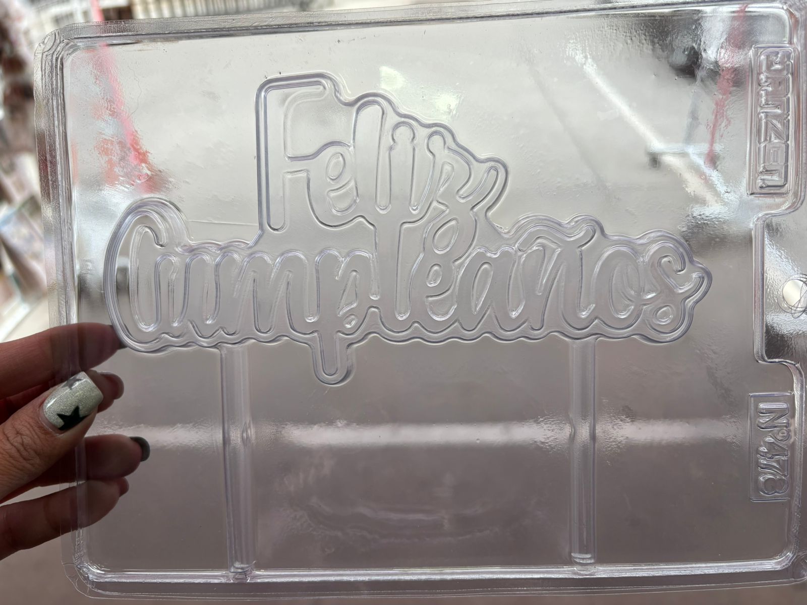 Molde plástico transparente Feliz Cumpleaños 18.5x15.5 cm