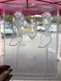 Molde plástico transparente rosa con tallo 4 cavidades 21x4 cm N188