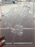 Molde plástico transparente rosa 2 cavidades Feliz Día Mamá 22x7 cm N189
