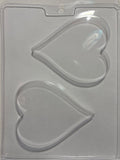 Molde plástico transparente 2 corazones planos 10x11 cm 1 cm profundidad