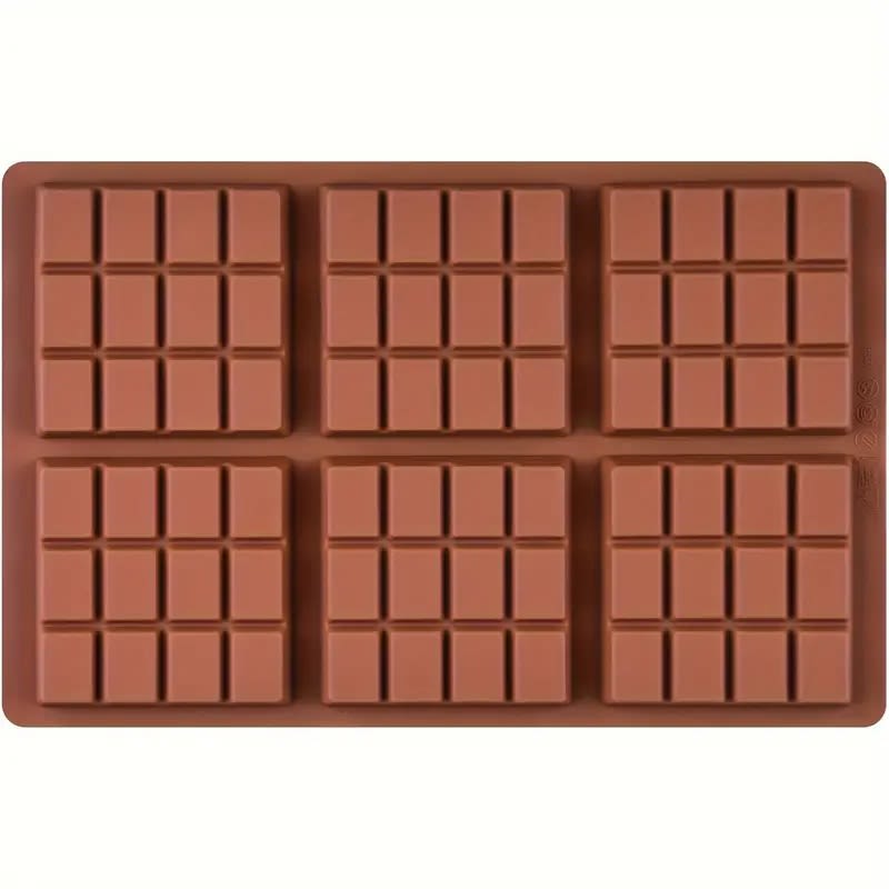 Molde Silicona 6 Barras de chocolate Cuadradas