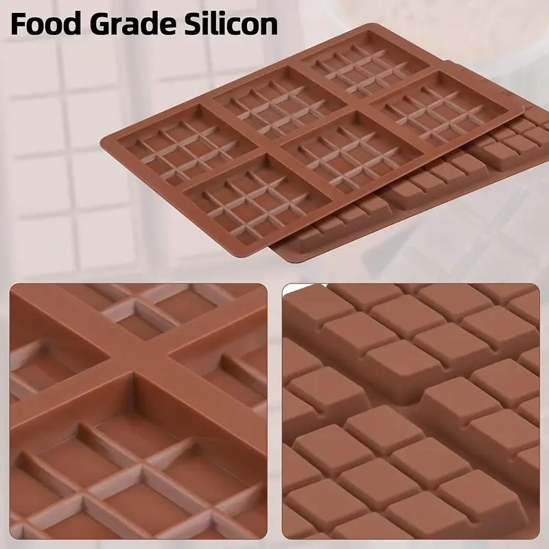 Molde Silicona 6 Barras de chocolate Cuadradas