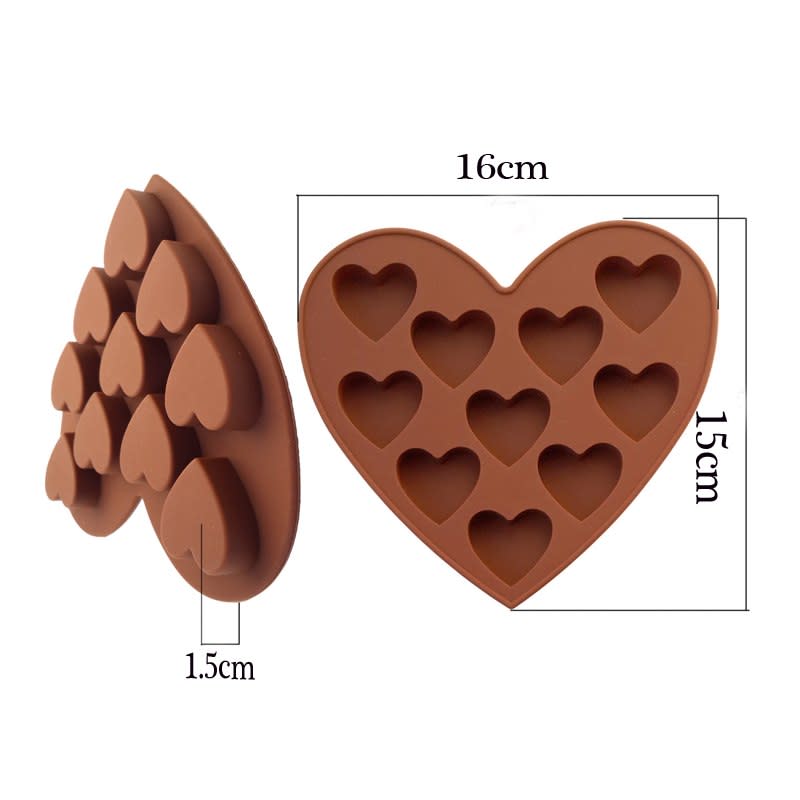 Molde Silicona corazón 10 Corazones