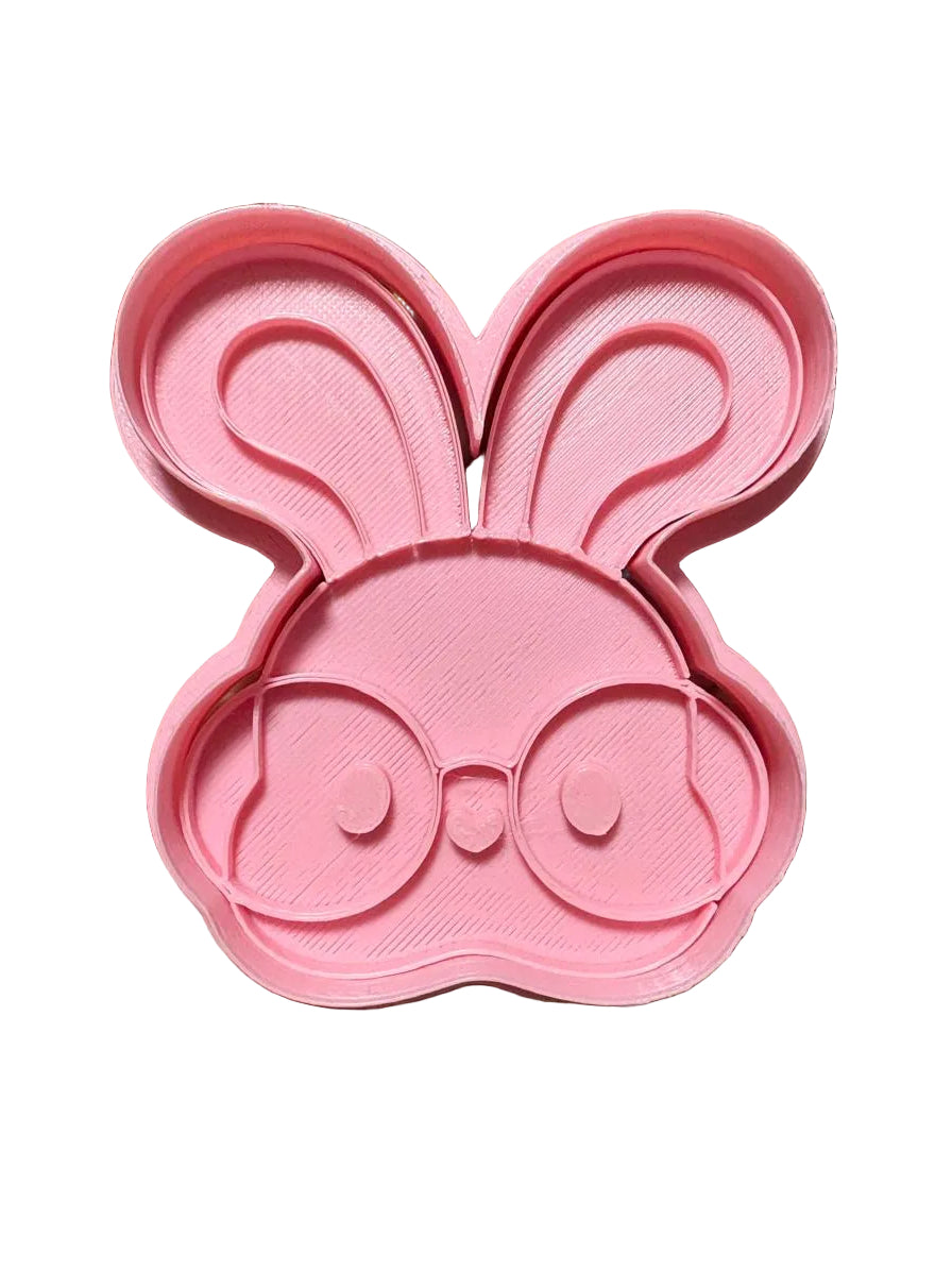 cortador de galletas, conejo de pascua con lentes