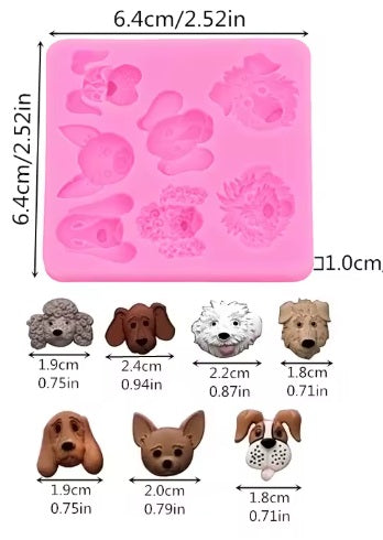Molde de silicona caras de perro