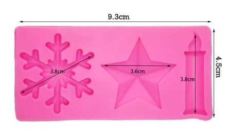 Molde de silicona copo de nieve estrella y vela