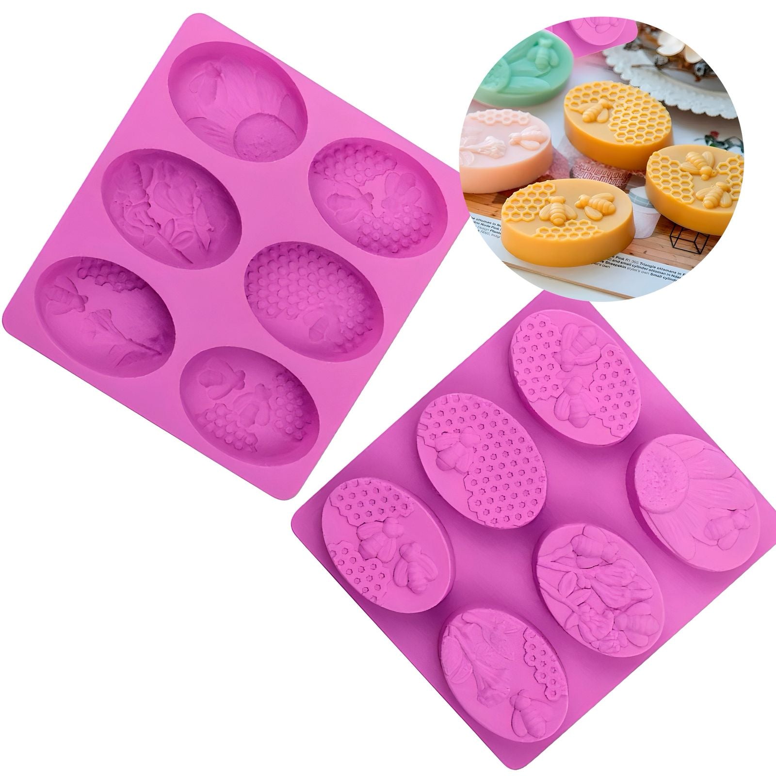 Molde de silicona 6 cavidades dif modelos con Abejas