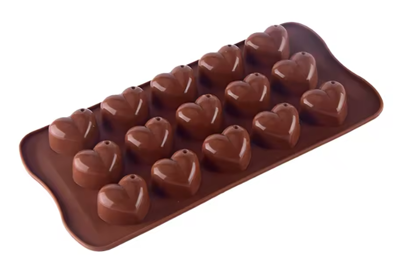 Molde silicona corazones punto 15 cavidades