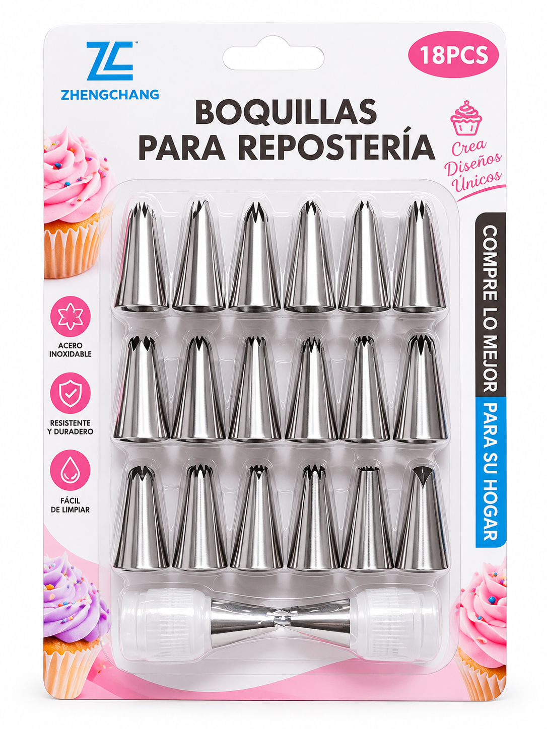Set de 20 Boquillas Diferentes de Acero Inoxidable