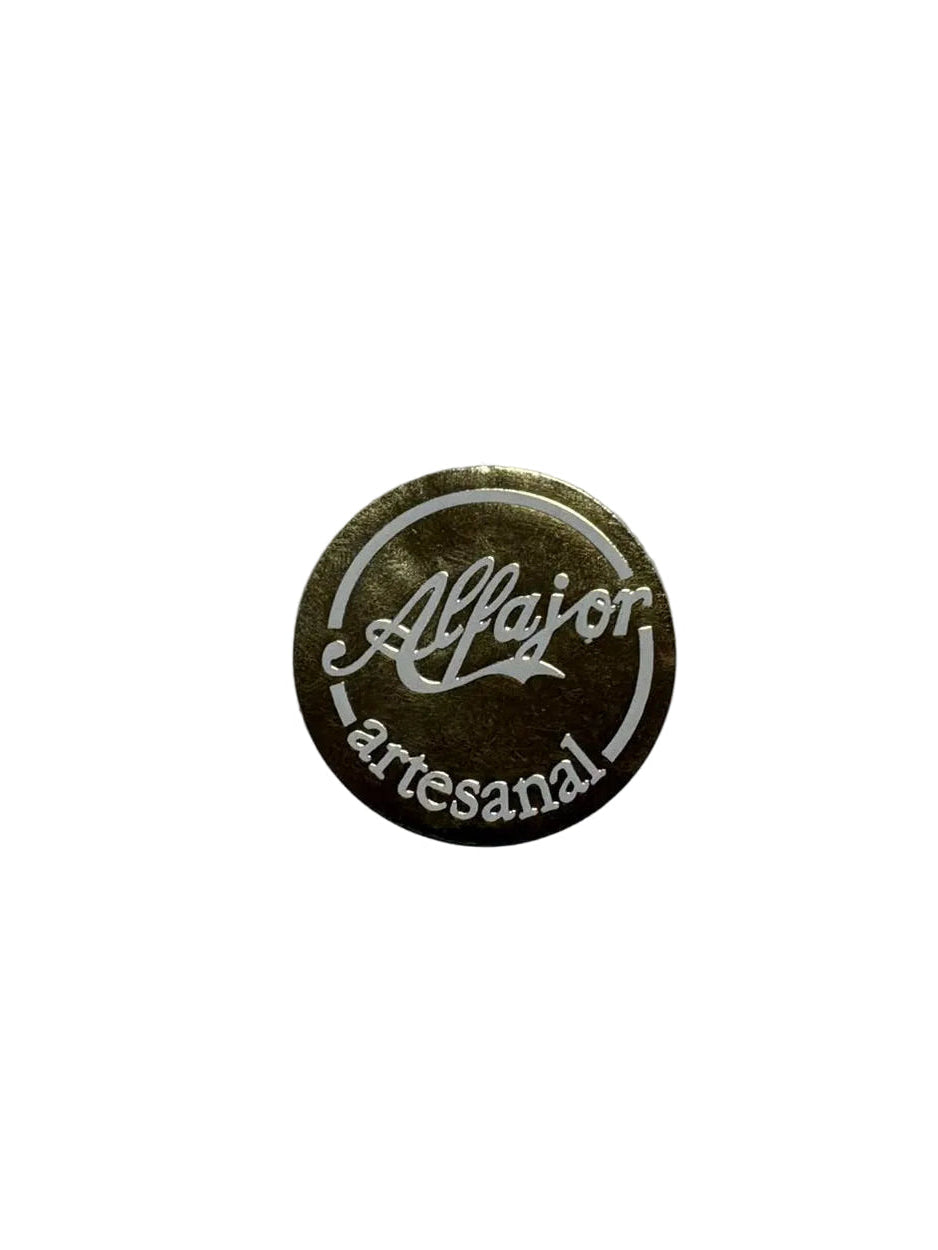 Sticker Alfajor Artesanal Dorado 100 un 4x4cm