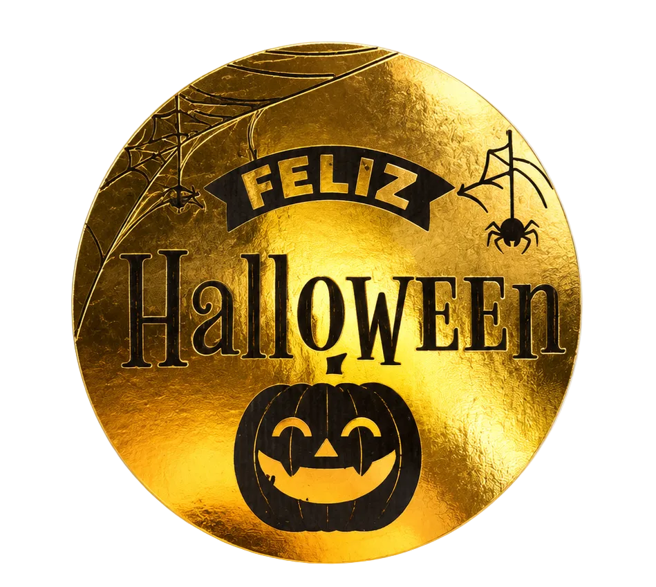 Sticker Halloween 1 dorado y negro 100 un