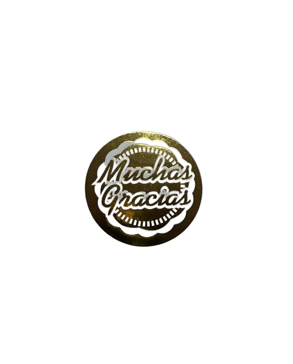 Sticker Muchas gracias Dorado 100 un